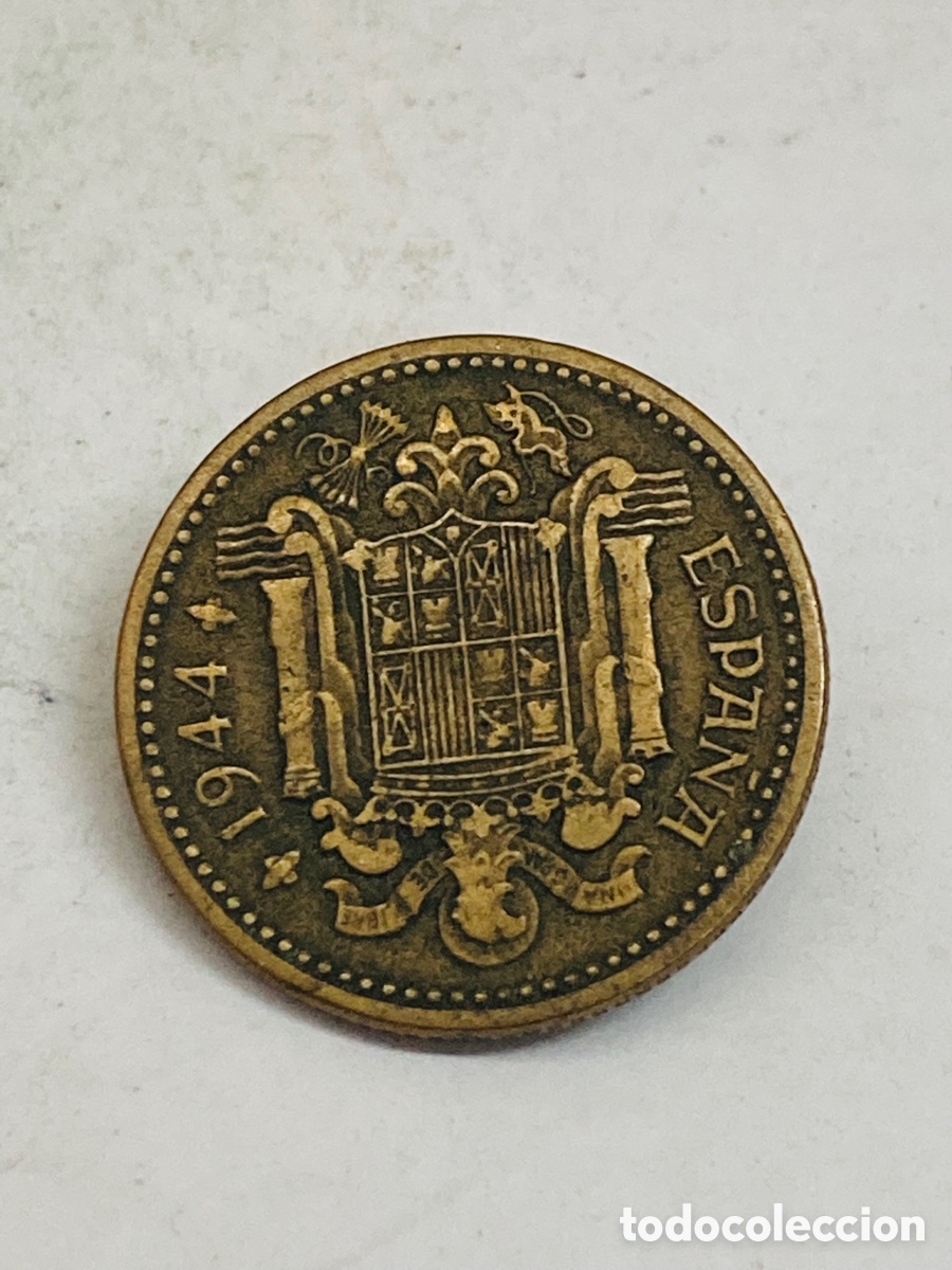 Monedas Franco: Moneda de una peseta 1944 - Foto 2