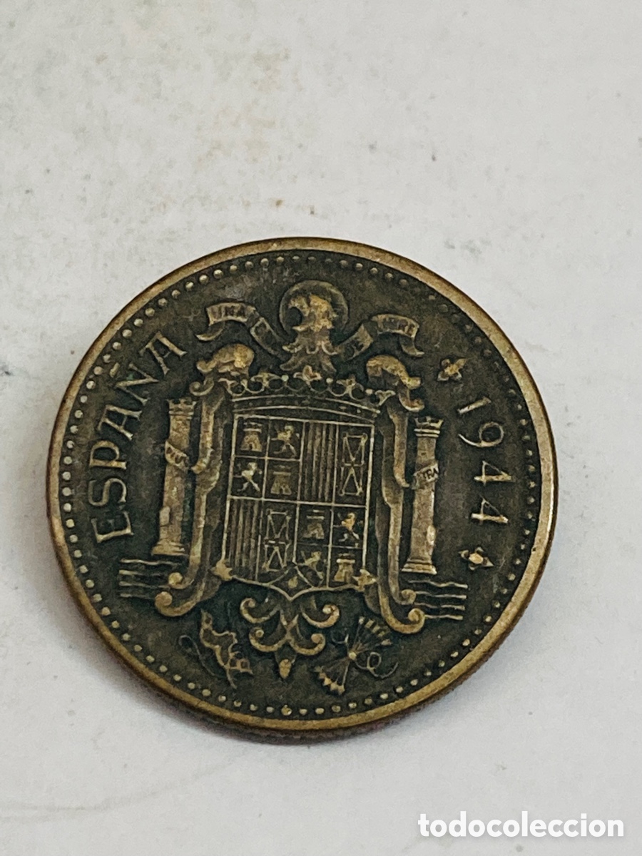 Monedas Franco: Moneda de una peseta 1944 - Foto 2