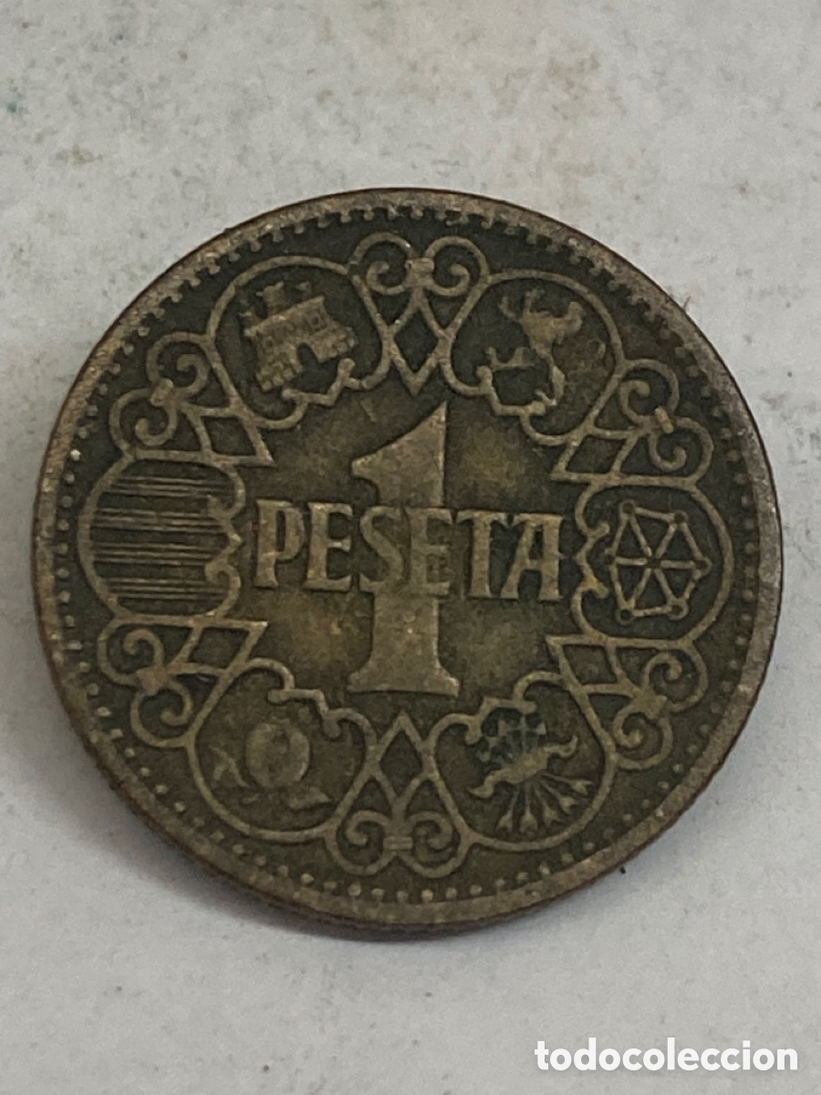 Monedas Franco: Moneda de una peseta 1944 - Foto 2