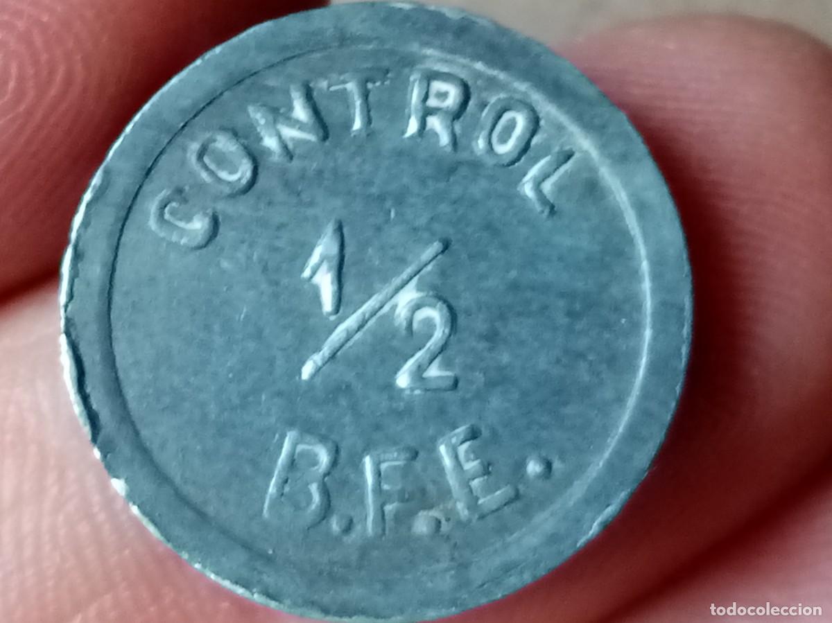Monedas Franco: MONEDA B.F.E. CONTROL 1/2 - MARCA REGISTRADA - Foto 1