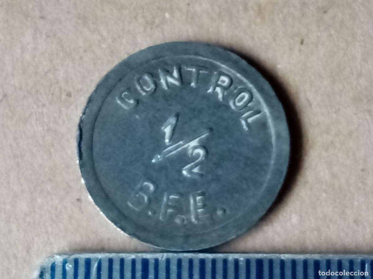 Monedas Franco: MONEDA B.F.E. CONTROL 1/2 - MARCA REGISTRADA - Foto 4