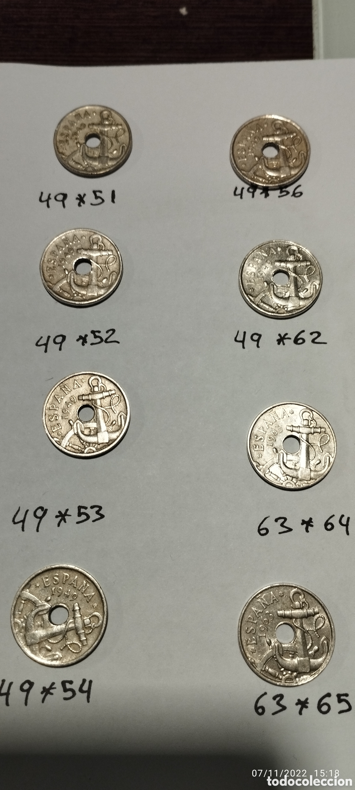 Monedas Franco: Lote monedas 50 c&eacute;ntimos de Franco