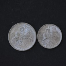 Monedas Franco: ESPAÑA. CONJUNTO DE 2 MONEDAS, 5 Y 10 CÉNTIMOS ALUMINIO AÑO 1945 SIN CIRCULAR (JINETE IBERICO)