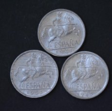 Monedas Franco: ESPAÑA. CONJUNTO DE 3 MONEDAS, 10 CÉNTIMOS ALUMINIO AÑOS 1941, 1945 Y 1953. SIN CIRCULAR (JINETE).