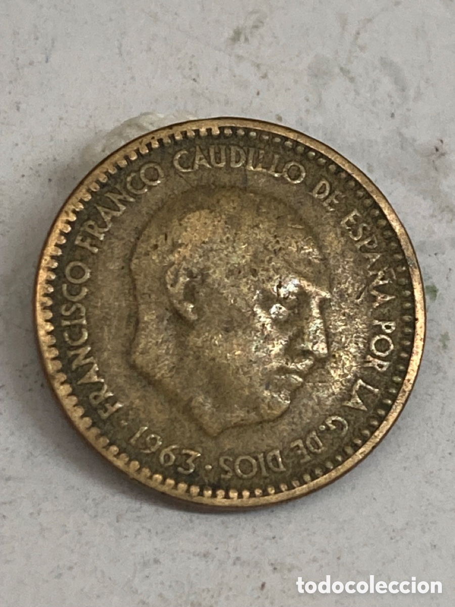 Monedas Franco: Moneda de una peseta 1963 - Foto 2