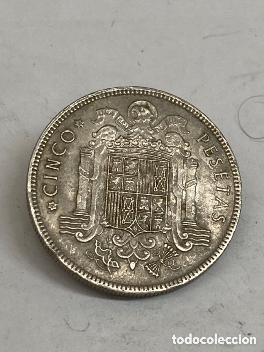 Monedas Franco: Moneda de cinco pesetas 1949 E 50 - Foto 2