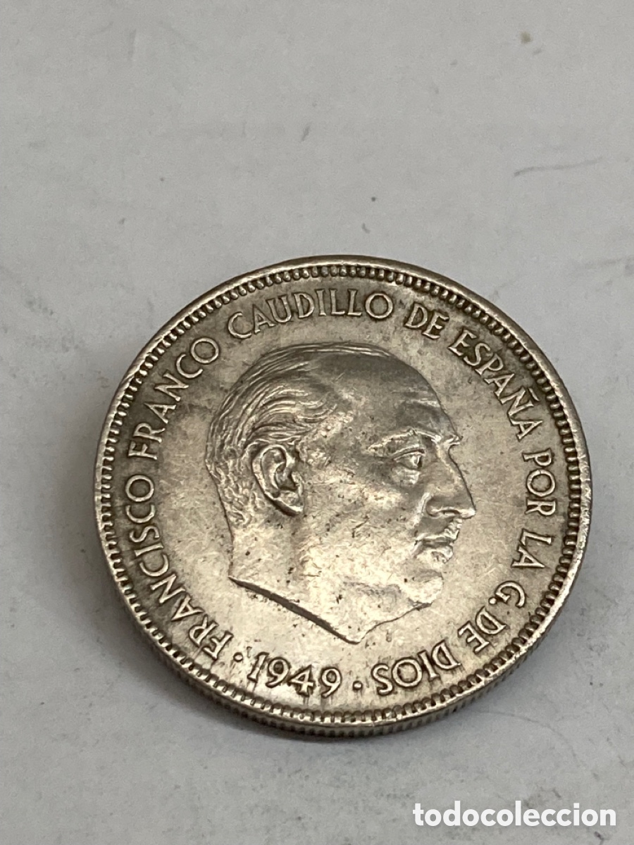 Monedas Franco: Moneda de cinco pesetas 1949 E 50 - Foto 1