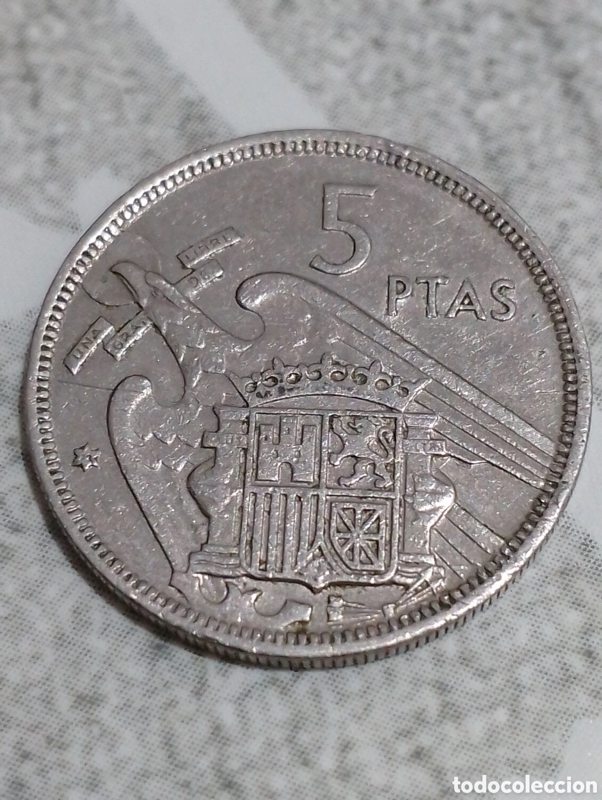 Monedas Franco: Moneda 5 pesetas 1957 72 - Foto 2