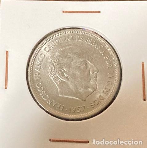 Monedas Franco: 50 pesetas 1957 ERROR - PLUS no impreso - Foto 2
