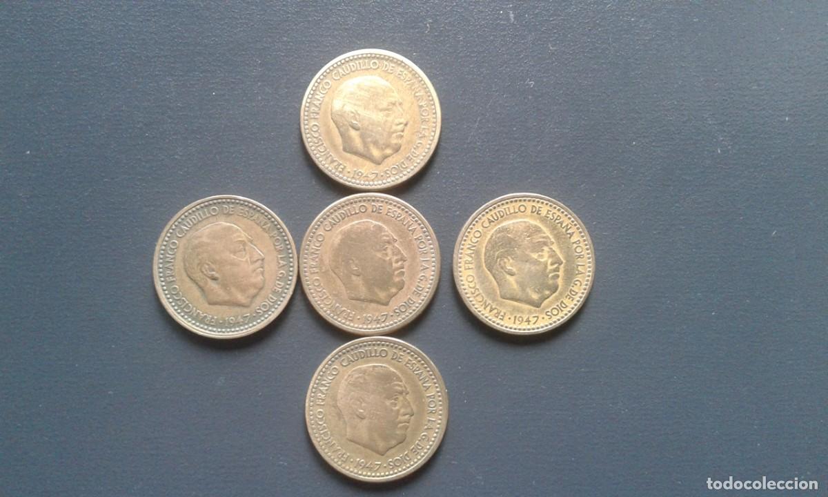 Monedas Franco: CINCO MONEDAS DE PESETA DEL 47 - Foto 1