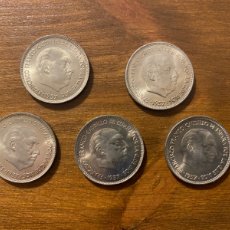 Monedas Franco: LOTE DE 5 MONEDAS DE 25 PESETAS DE 1957 S/C ESTRELLA 67. Lote 386089584