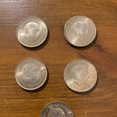 Monedas Franco: LOTE DE 5 MONEDAS DE 25 PESETAS DE 1957 S/C ESTRELLA 67. Lote 386093264