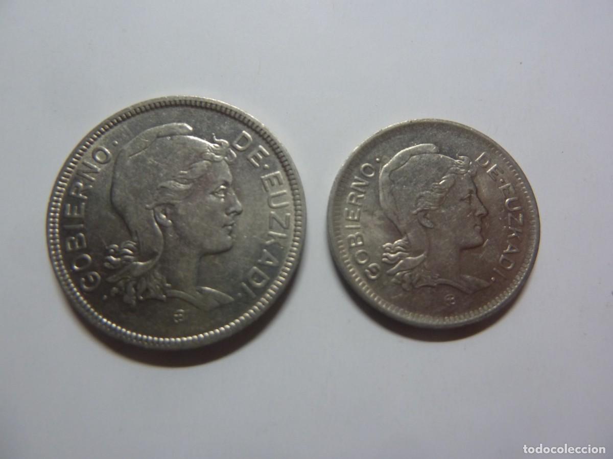 Monedas Franco: SERIE EUZKADI 1 Y 2 PTAS 1937 EBC - Foto 1