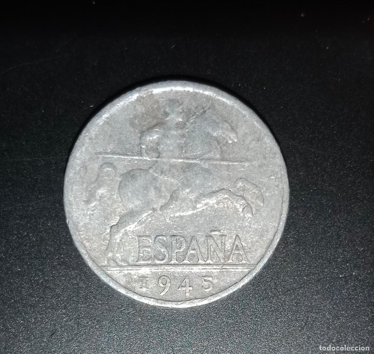 Monedas Franco: Moneda de 5 c&eacute;ntimos 1945 francisco franco - Foto 2