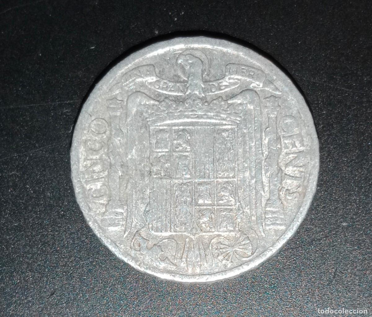 Monedas Franco: Moneda de 5 c&eacute;ntimos 1945 francisco franco - Foto 3