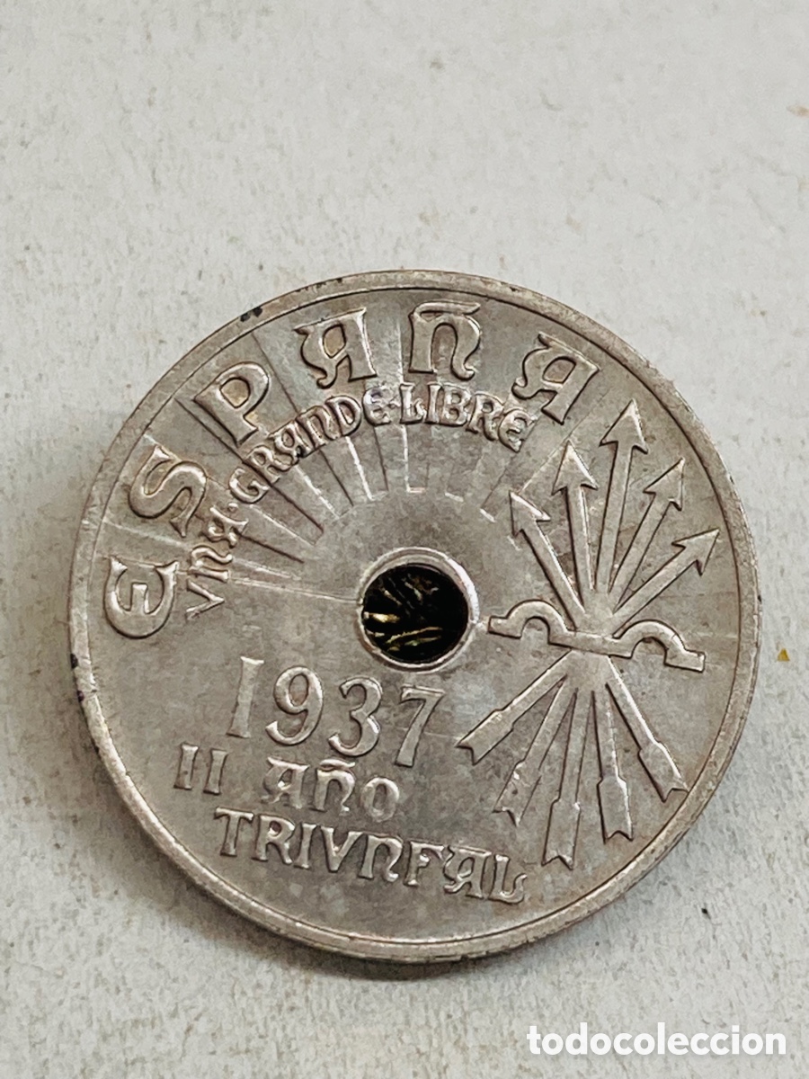 Monedas Franco: Moneda de veinticinco c&eacute;ntimos 1937 - Foto 2