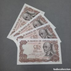 Monedas Franco: LOTE DE 4 BILLETES CORRELATIVOS DE 100 PESETAS, MANUEL DE FALLA, AÑO 1970 SC SERIE 6N CON ERROR