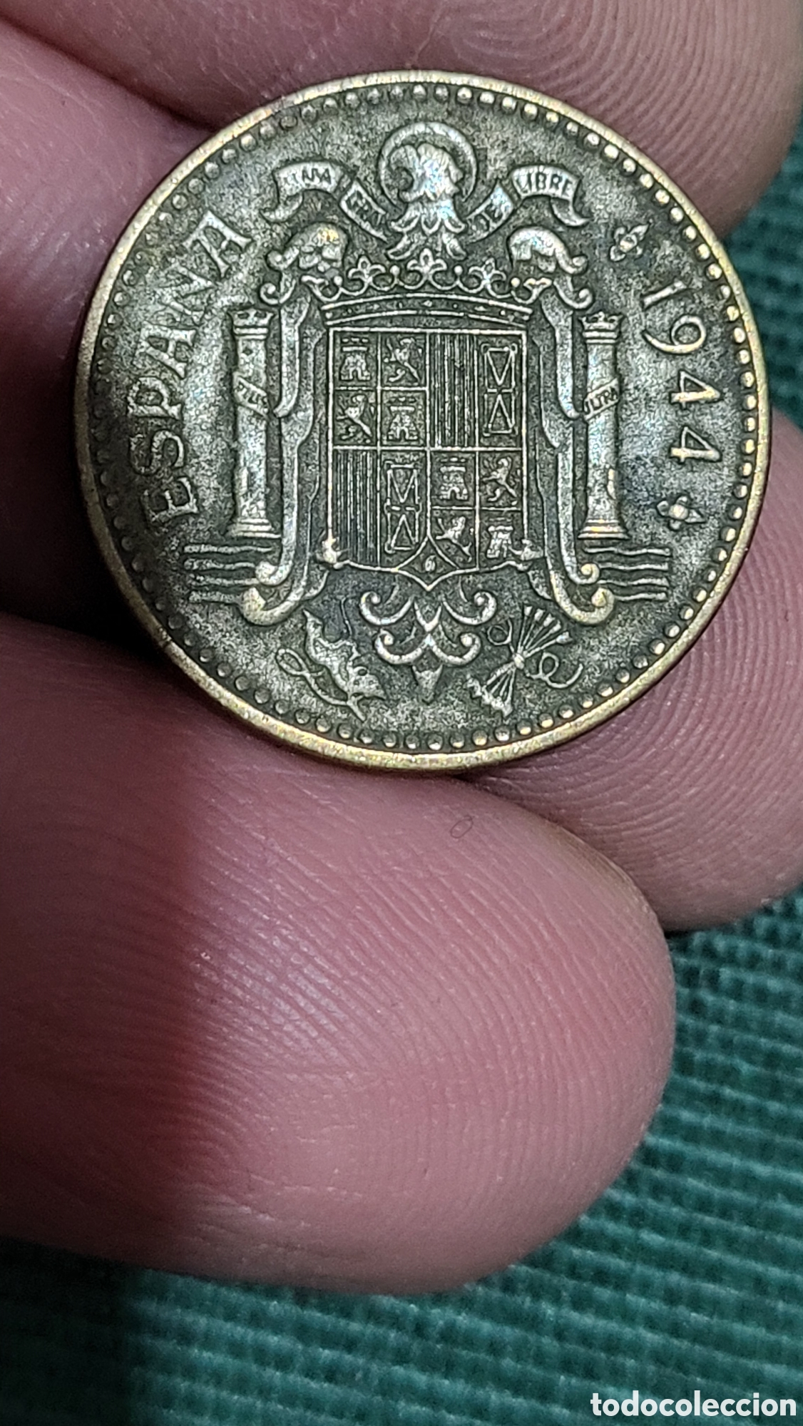 Monedas Franco: Moneda una peseta 1944 - Foto 2