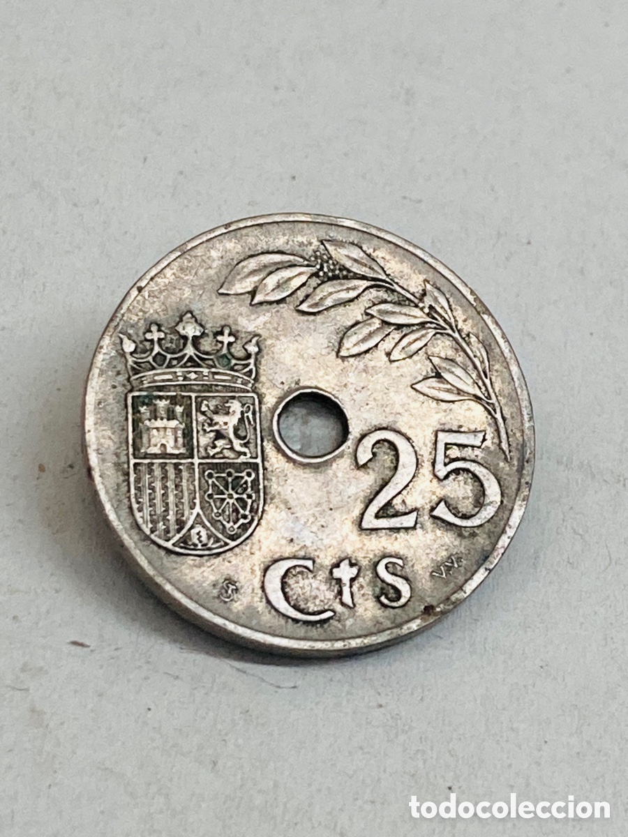 Monedas Franco: Moneda de 25 c&eacute;ntimos 1937 - Foto 2