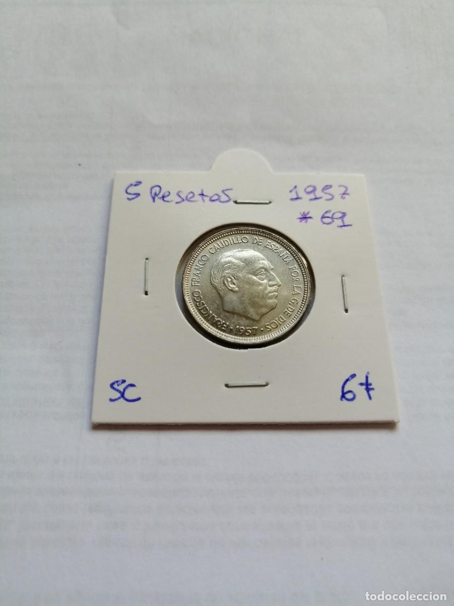 Monedas Franco: 5 pesetas 1957 estrella 69 SC
