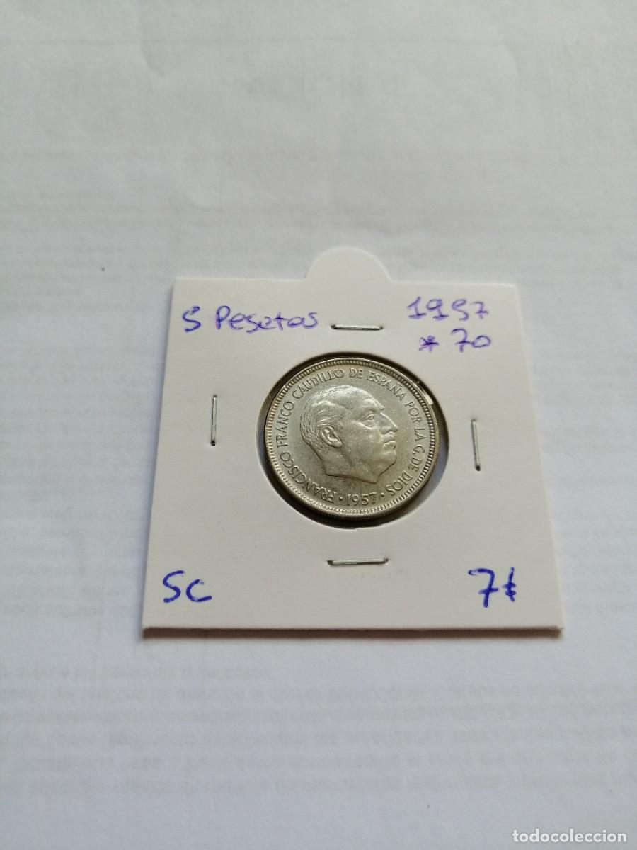 Monedas Franco: 5 pesetas 1957 estrella 70 SC