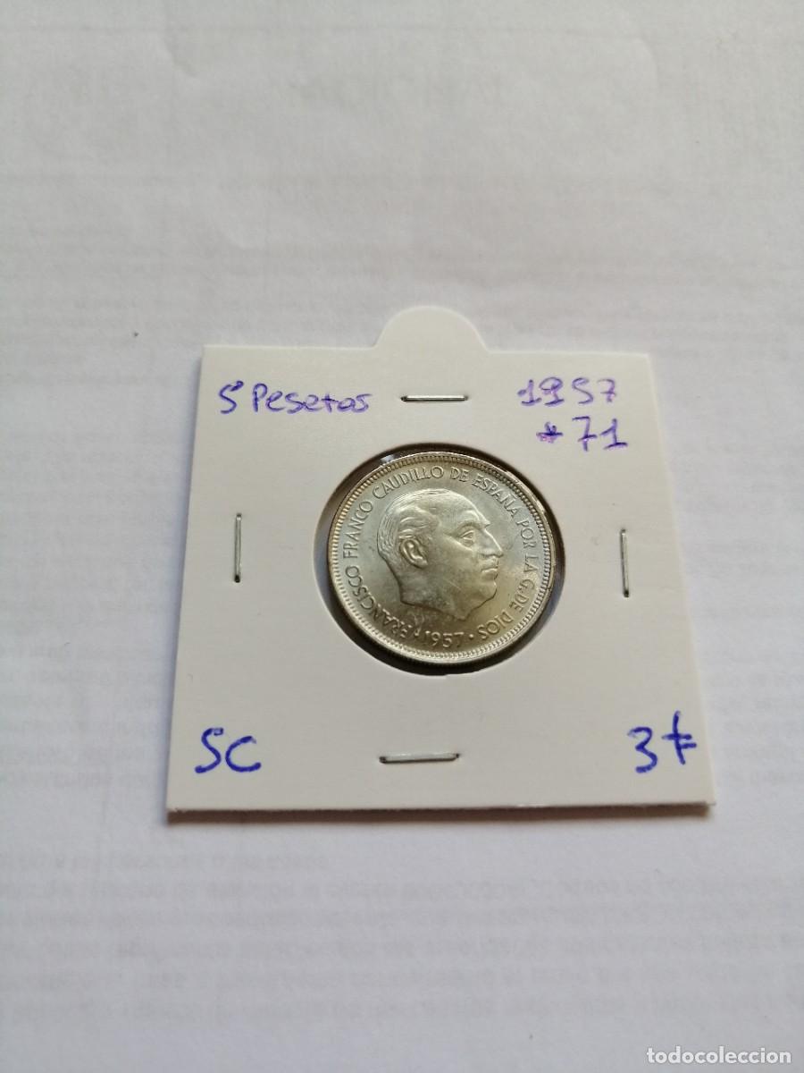 Monedas Franco: 5 pesetas 1957 estrella 71 SC