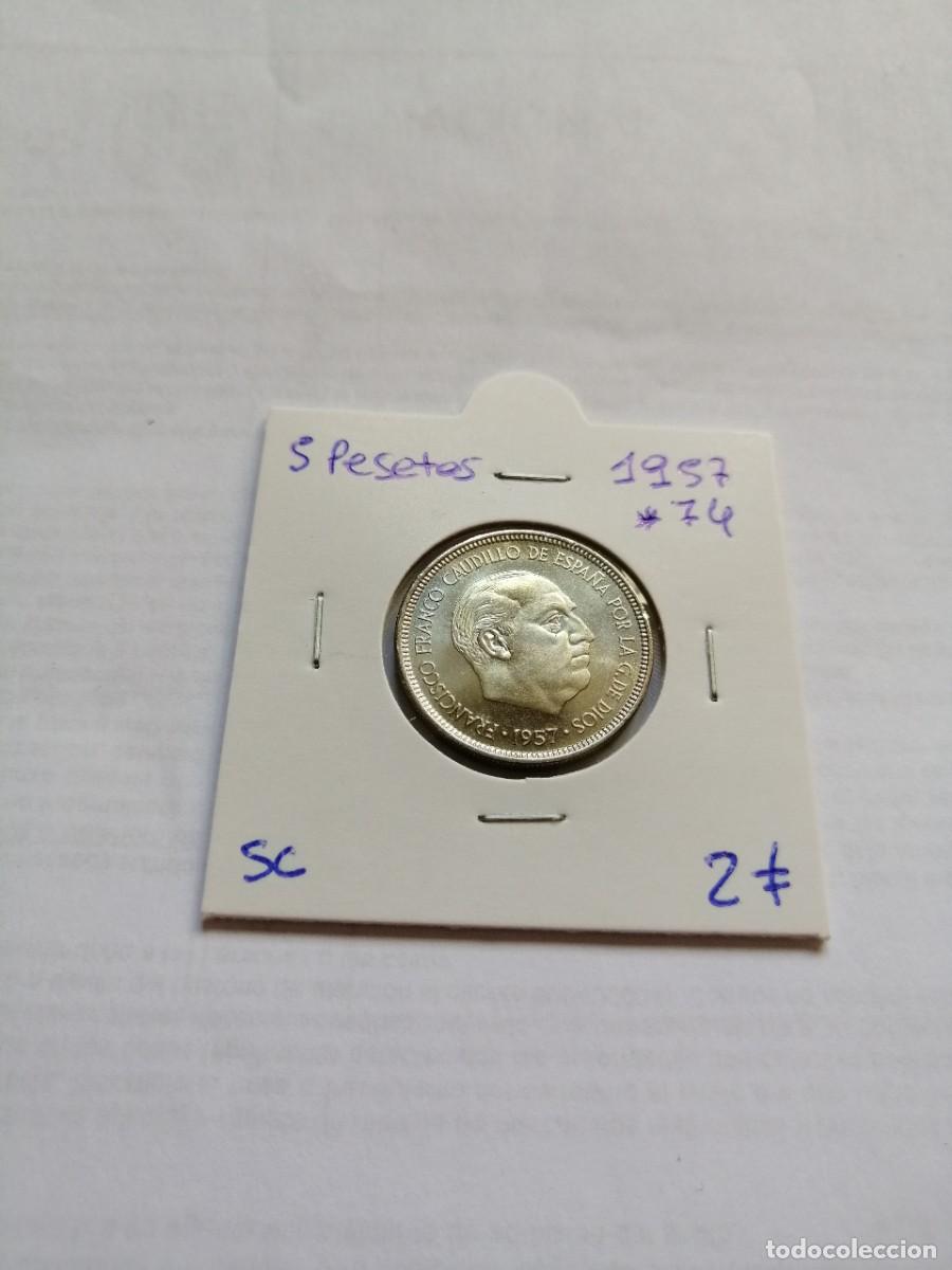 Monedas Franco: 5 pesetas 1957 estrella 74 SC