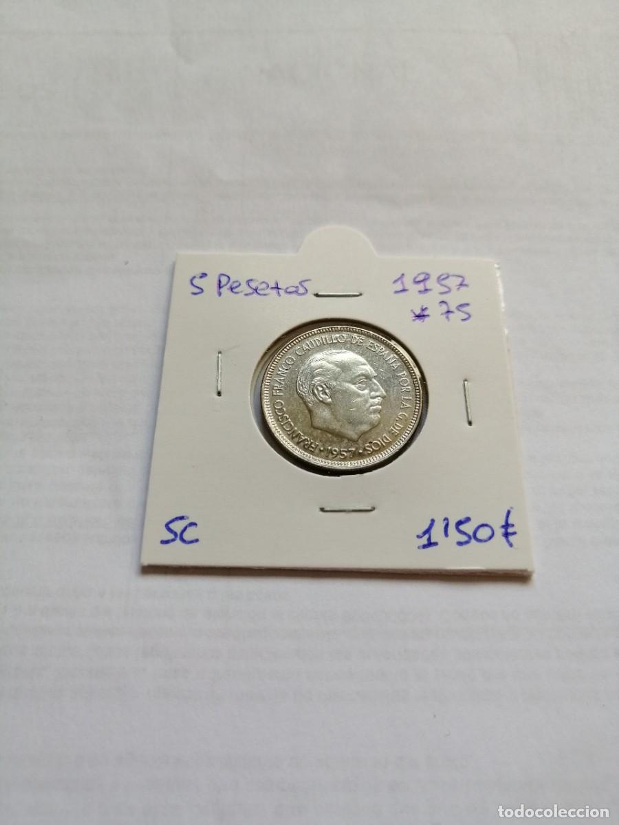 Monedas Franco: 5 pesetas 1957 estrella 75 SC
