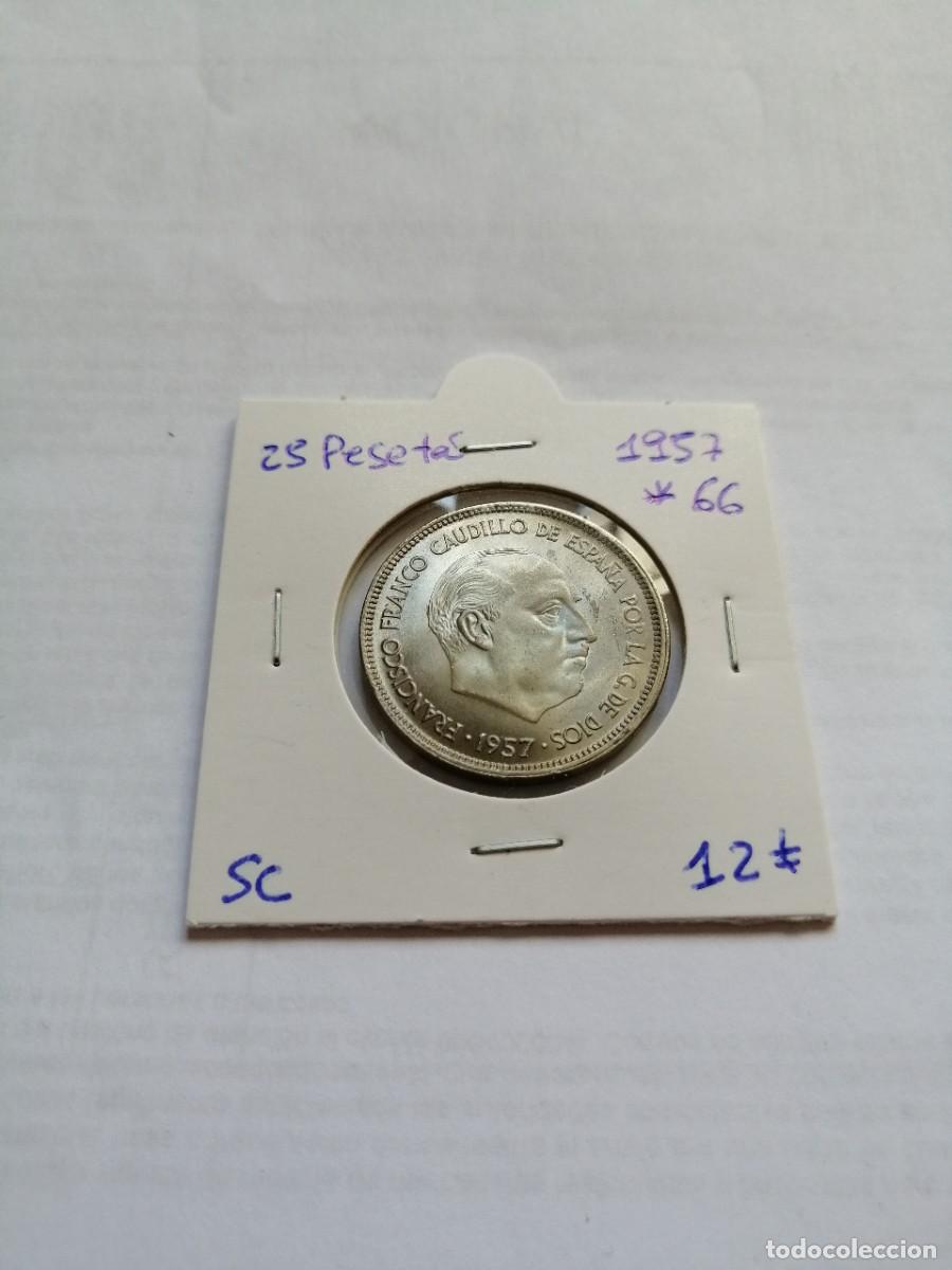 Monedas Franco: 25 pesetas 1957 estrella 66 SC