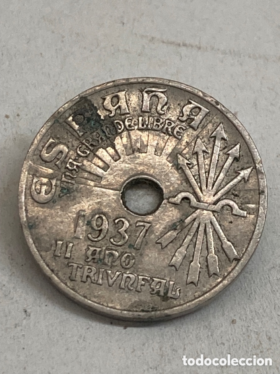 Monedas Franco: Moneda de 25 c&eacute;ntimos 1937 - Foto 2
