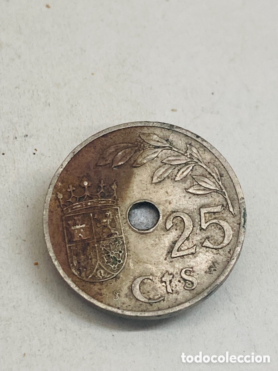 Monedas Franco: Moneda veinticinco c&eacute;ntimos 1937 - Foto 2
