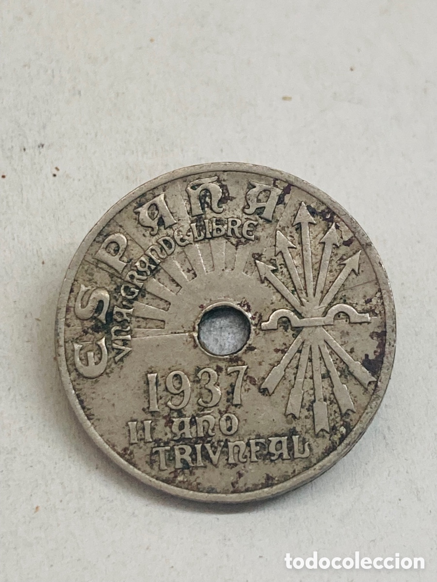 Monedas Franco: Moneda veinticinco c&eacute;ntimos 1937 - Foto 1