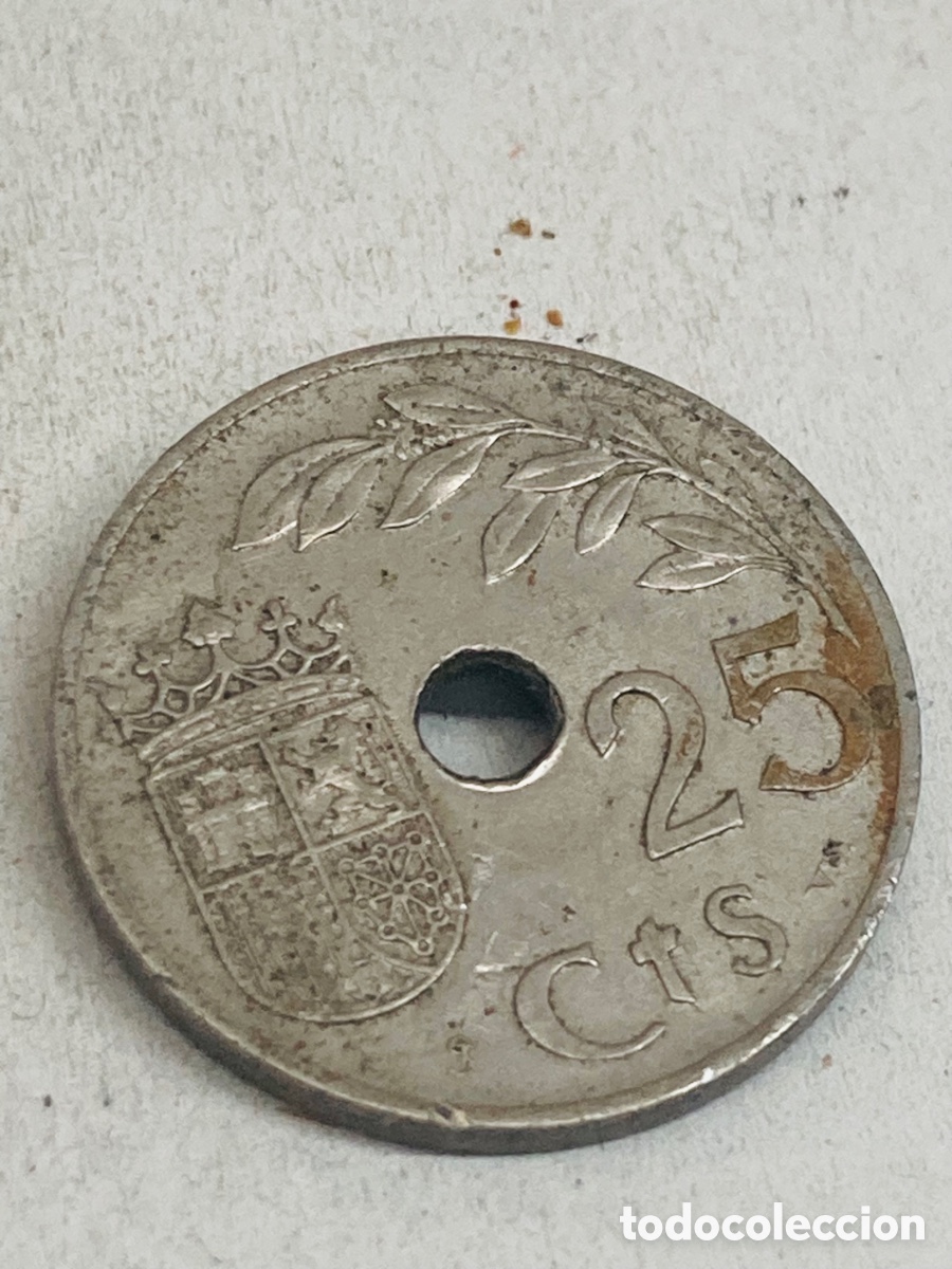 Monedas Franco: Moneda de veinticinco c&eacute;ntimos 1937 - Foto 2