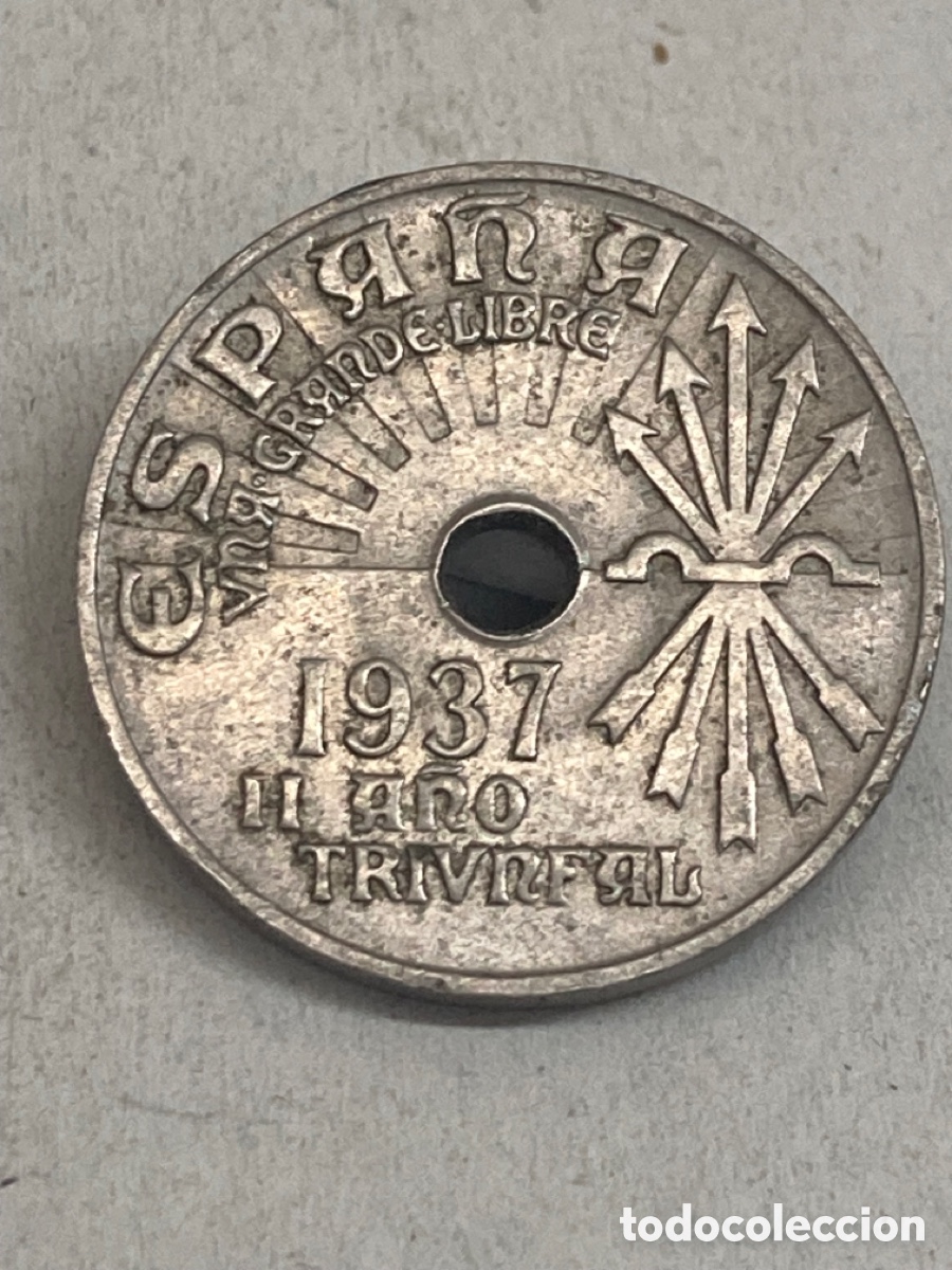 Monedas Franco: Moneda de veinticinco c&eacute;ntimos 1937 - Foto 1