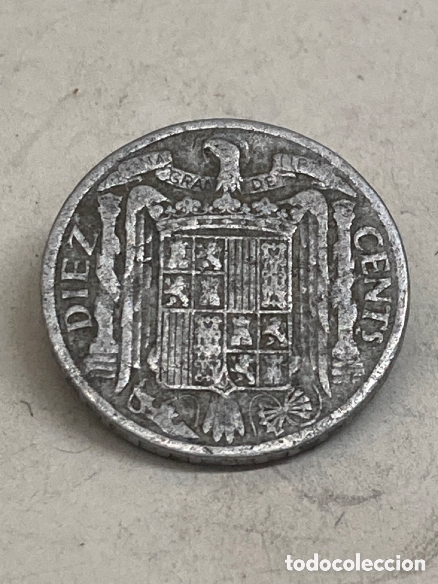 Monedas Franco: Moneda de diez c&eacute;ntimos 1945 - Foto 2