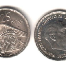 Monedas Franco: ESPAÑA 25 PESETAS FRANCO 1957 ESTRELLA 74 S/C DE CARTUCHO (AÑO 1974)