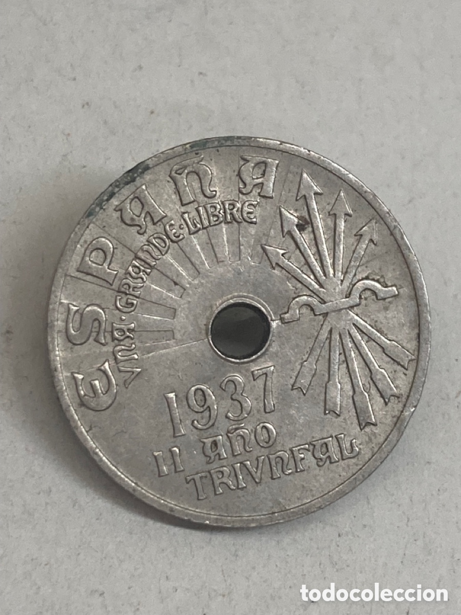 Monedas Franco: Moneda de veinticinco c&eacute;ntimos 1937 - Foto 1