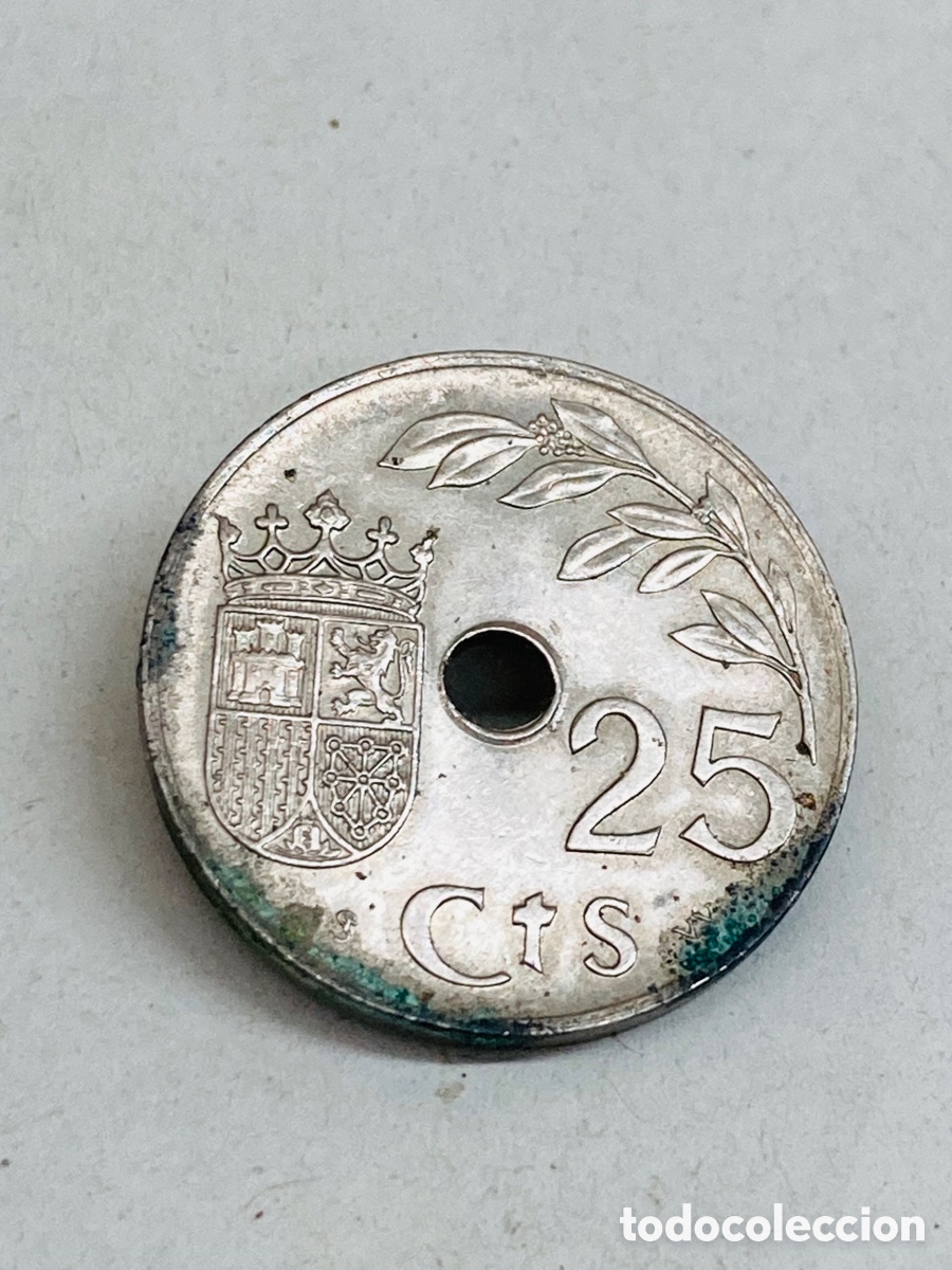 Monedas Franco: Moneda de veinticinco c&eacute;ntimos 1937 - Foto 2