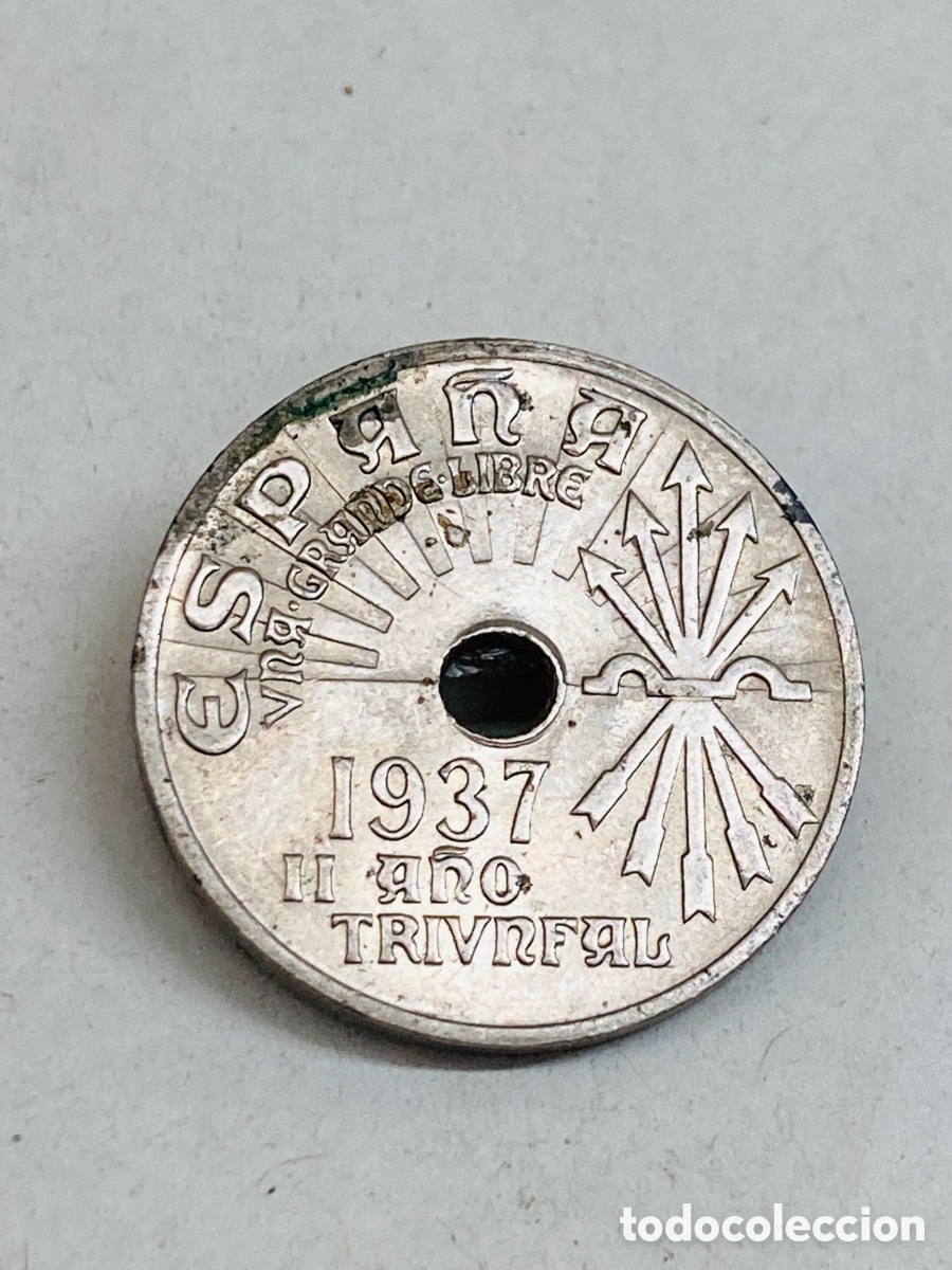 Monedas Franco: Moneda de veinticinco c&eacute;ntimos 1937 - Foto 1