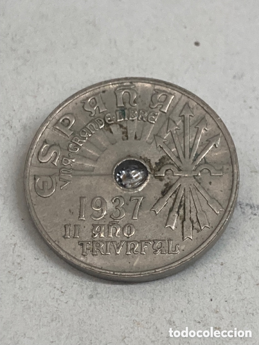 Monedas Franco: Moneda veinticinco c&eacute;ntimos 1937 - Foto 2