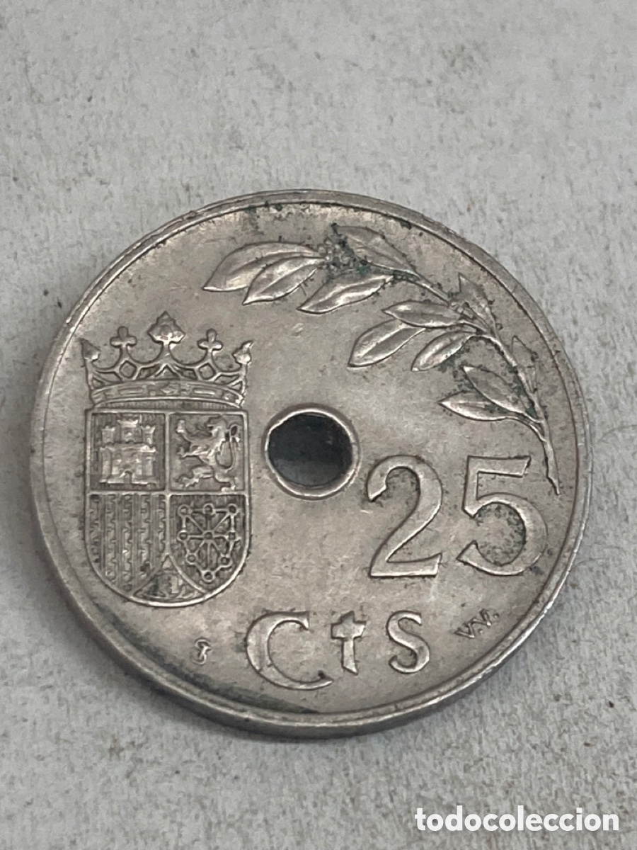 Monedas Franco: Moneda de veinticinco c&eacute;ntimos 1937 - Foto 1