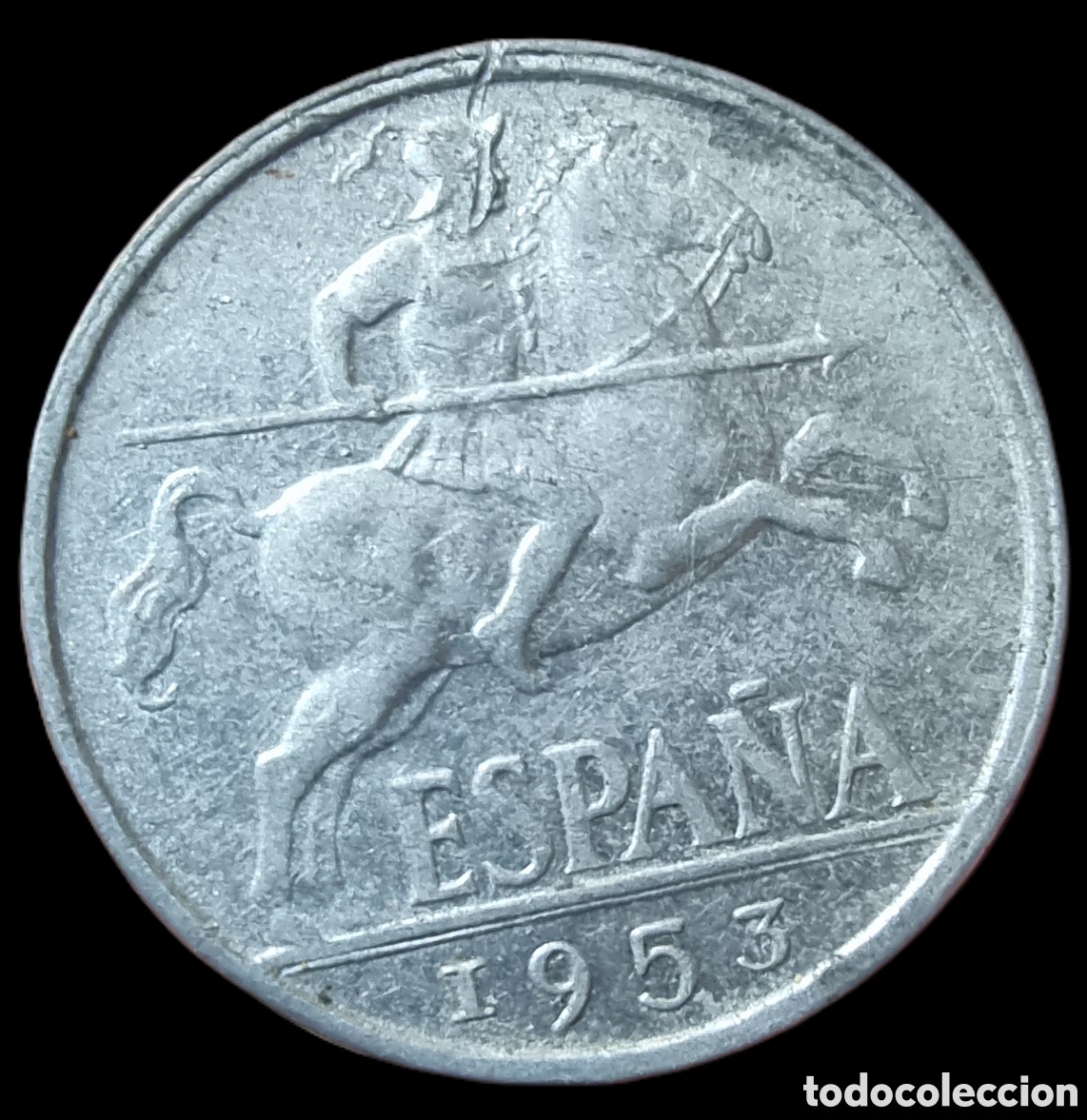 Monedas Franco: 10 c&eacute;ntimos 1953 error lostel doble - Foto 1