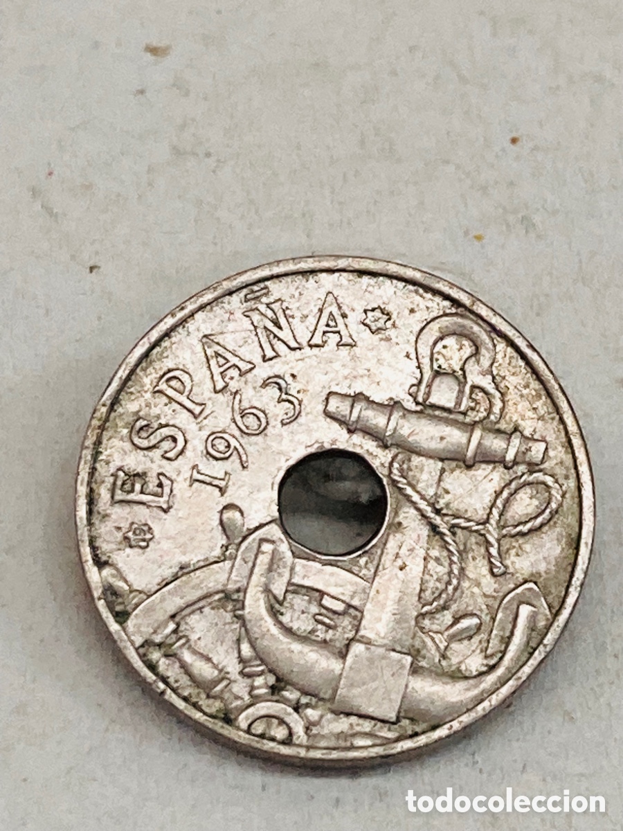 Monedas Franco: Moneda de veinticinco c&eacute;ntimos 1963 - Foto 2