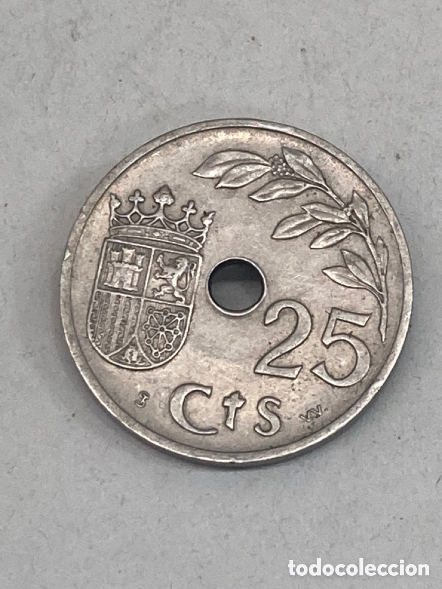 Monedas Franco: Moneda de veinticinco c&eacute;ntimos 1937 - Foto 2
