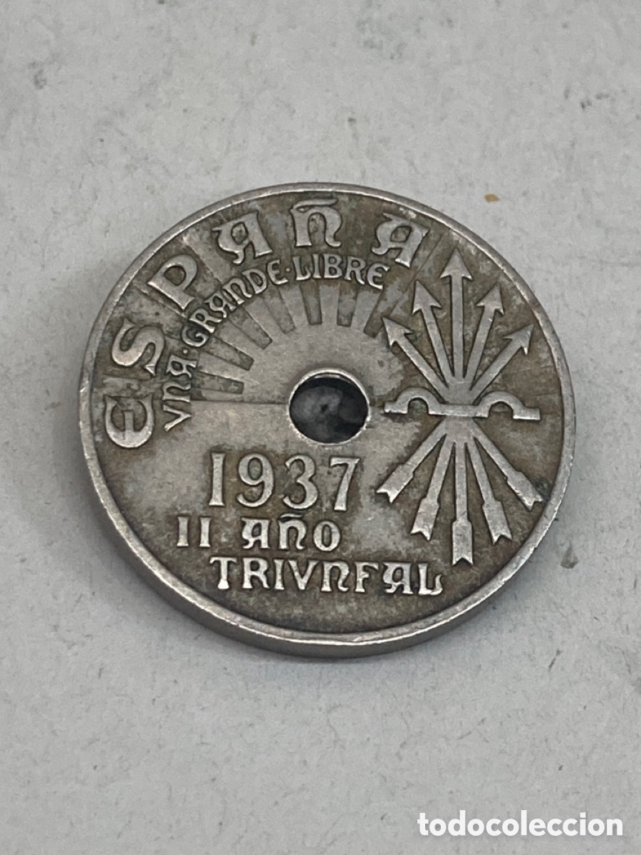 Monedas Franco: Moneda de veinticinco c&eacute;ntimos 1937 - Foto 1