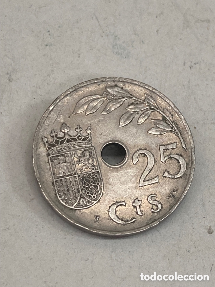 Monedas Franco: Moneda de veinticinco c&eacute;ntimos 1937 - Foto 2