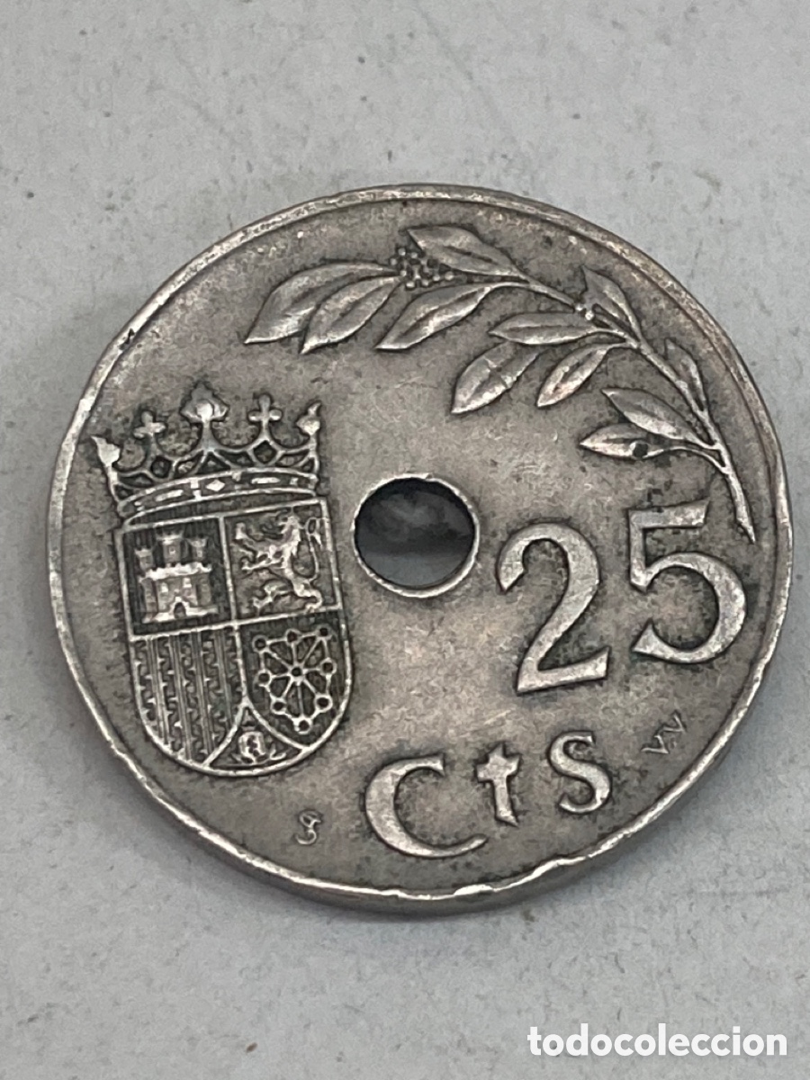 Monedas Franco: Moneda de veinticinco c&eacute;ntimos 1937 - Foto 1