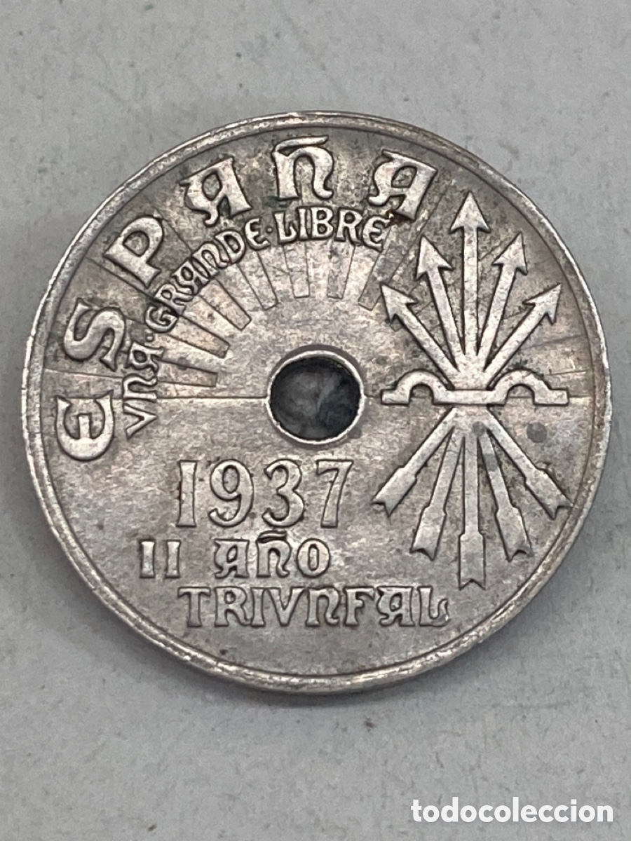 Monedas Franco: Moneda de veinticinco c&eacute;ntimos 1937 - Foto 1