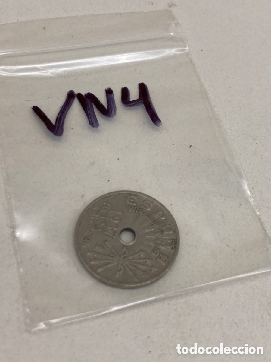 Monedas Franco: Moneda de veinticinco c&eacute;ntimos 1937 - Foto 3