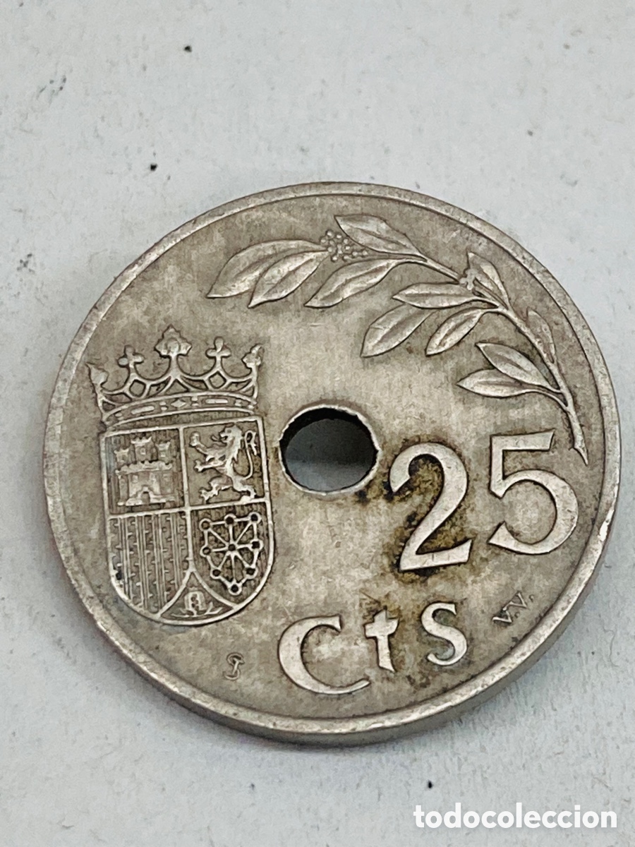 Monedas Franco: Moneda de veinticinco c&eacute;ntimos 1937 - Foto 1